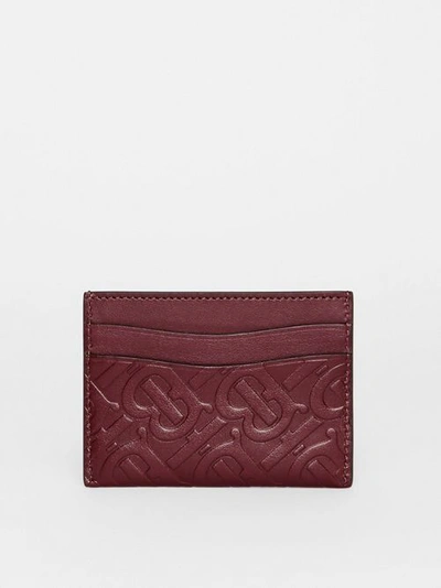 Shop Burberry Monogram Leather Card Case In Oxblood