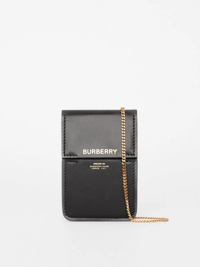 Shop Burberry Horseferry Print Leather Card Case Lanyard In Black