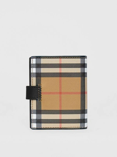 Shop Burberry Small Vintage Check And Leather Folding Wallet In Black