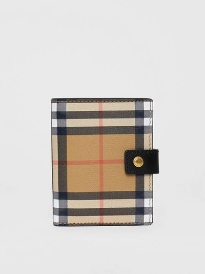 Shop Burberry Small Vintage Check And Leather Folding Wallet In Black