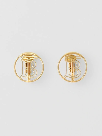 Shop Burberry Gold-plated Monogram Motif Earrings In Light Gold