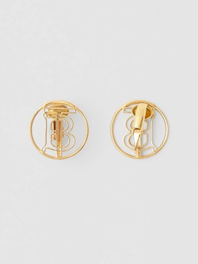 Shop Burberry Gold-plated Monogram Motif Earrings In Light Gold