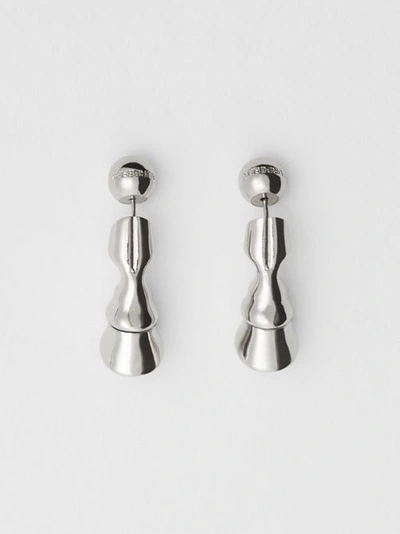 Shop Burberry Palladium-plated Hoof Earrings