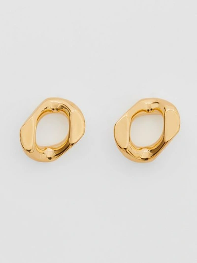 Shop Burberry Small Gold-plated Chain-link Earrings In Light Gold
