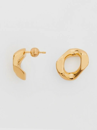 Shop Burberry Small Gold-plated Chain-link Earrings In Light Gold