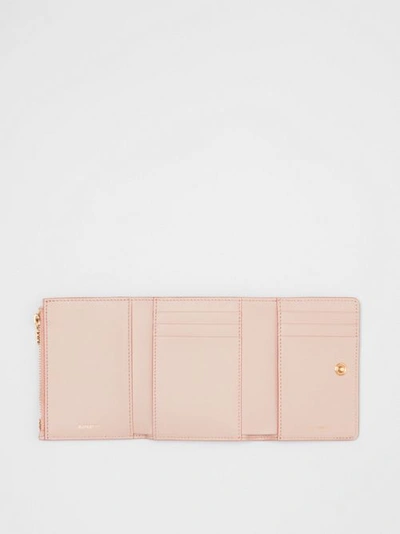 Shop Burberry Small Monogram Leather Folding Wallet In Rose Beige