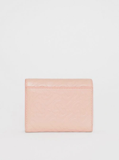 Shop Burberry Small Monogram Leather Folding Wallet In Rose Beige