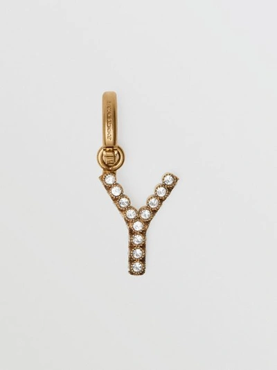 Shop Burberry Crystal ‘y' Alphabet Charm