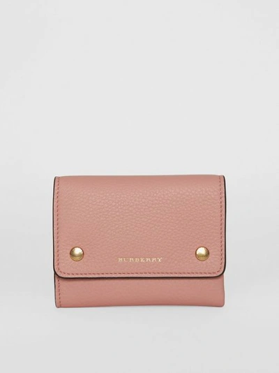 Shop Burberry Small Leather Folding Wallet In Ash Rose