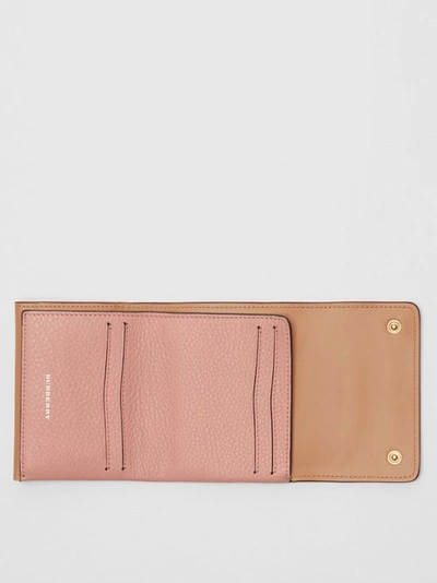 Shop Burberry Small Leather Folding Wallet In Ash Rose