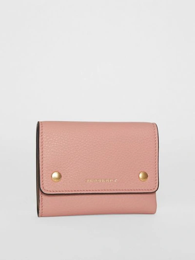 Shop Burberry Small Leather Folding Wallet In Ash Rose