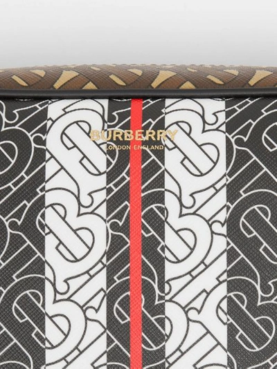 Shop Burberry Monogram Stripe E-canvas Crossbody Bag In Bridle Brown