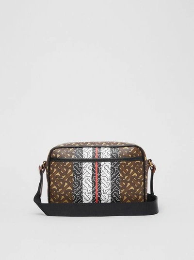 Shop Burberry Monogram Stripe E-canvas Crossbody Bag In Bridle Brown