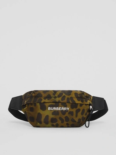 Shop Burberry Medium Animal Print Bum Bag In Khaki Green