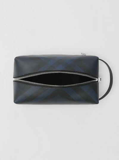 Shop Burberry London Check And Leather Travel Pouch In Navy/black