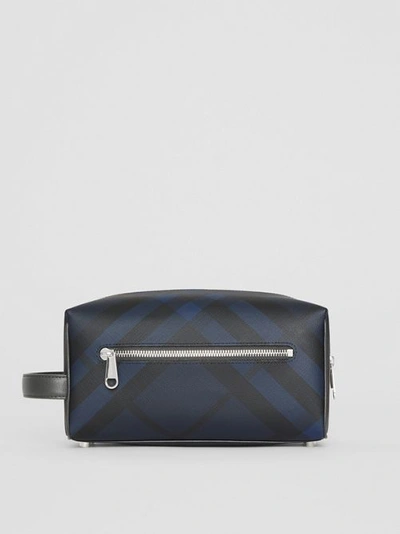 Shop Burberry London Check And Leather Travel Pouch In Navy/black