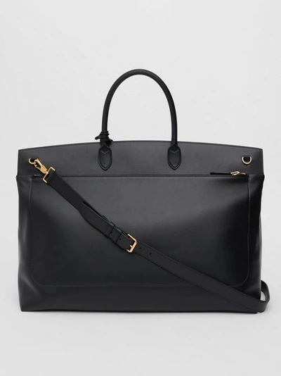 Shop Burberry Extra Large Leather Society Top Handle Bag In Black