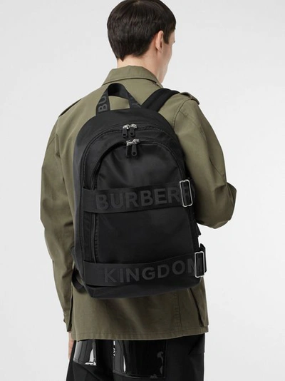 Shop Burberry Large Logo Detail Nylon Backpack In Black