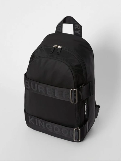 Shop Burberry Large Logo Detail Nylon Backpack In Black