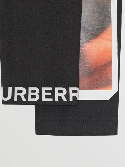 Shop Burberry Montage Print Stretch Jersey Sleeves In Black