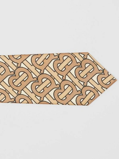 Shop Burberry Classic Cut Monogram Print Silk Tie In Honey