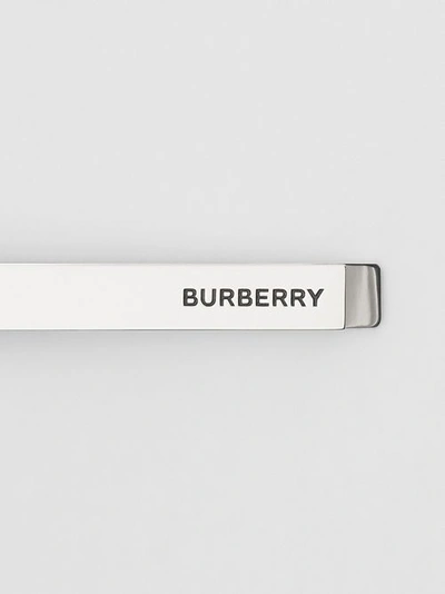 Shop Burberry Engraved Silver-plated Tie Bar - Men