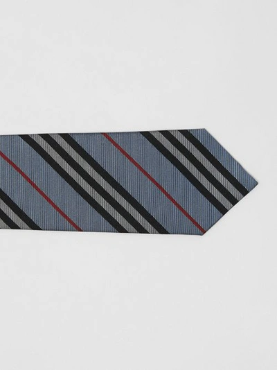 Shop Burberry Classic Cut Icon Stripe Silk Tie In Pale Blue