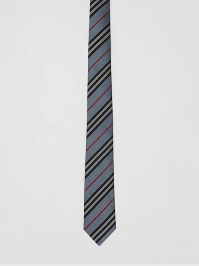 Shop Burberry Classic Cut Icon Stripe Silk Tie In Pale Blue