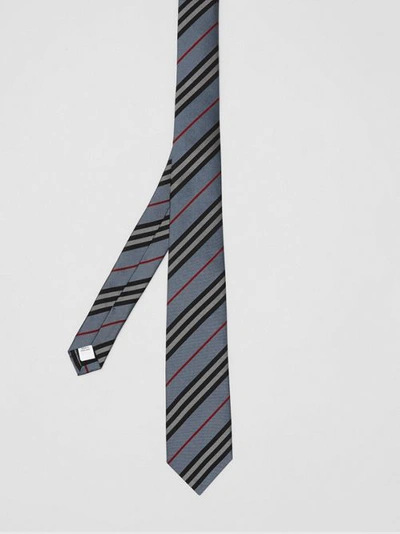 Shop Burberry Classic Cut Icon Stripe Silk Tie In Pale Blue