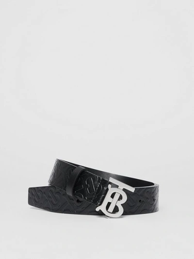 Shop Burberry Monogram Motif Monogram Leather Belt In Black/palladium