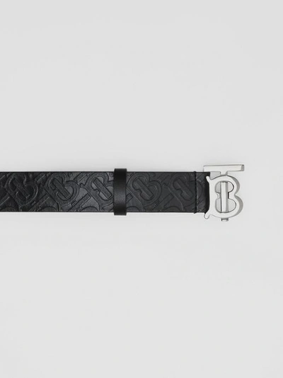 Shop Burberry Monogram Motif Monogram Leather Belt In Black/palladium