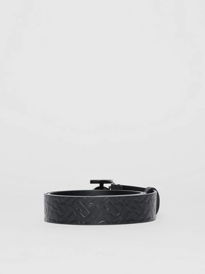 Shop Burberry Monogram Motif Monogram Leather Belt In Black/palladium