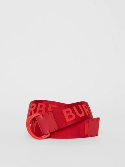 Shop Burberry Logo Detail Double D-ring Belt In Bright Red
