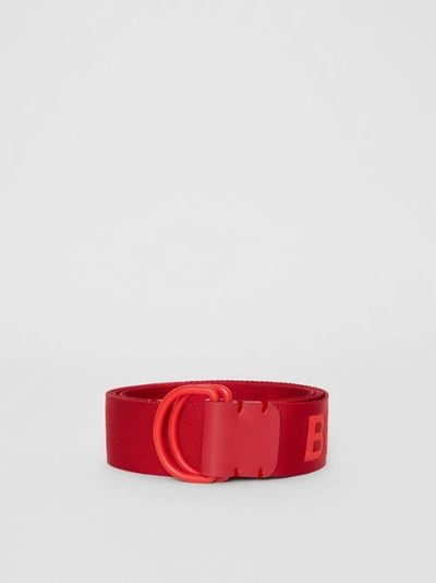 Shop Burberry Logo Detail Double D-ring Belt In Bright Red