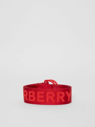 Shop Burberry Logo Detail Double D-ring Belt In Bright Red