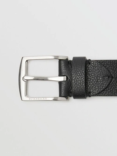 Shop Burberry Grainy Leather Belt In Black