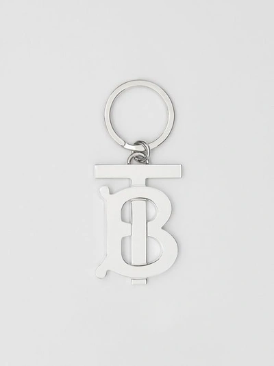 Shop Burberry Monogram Motif Palladium-plated Key R In Silver