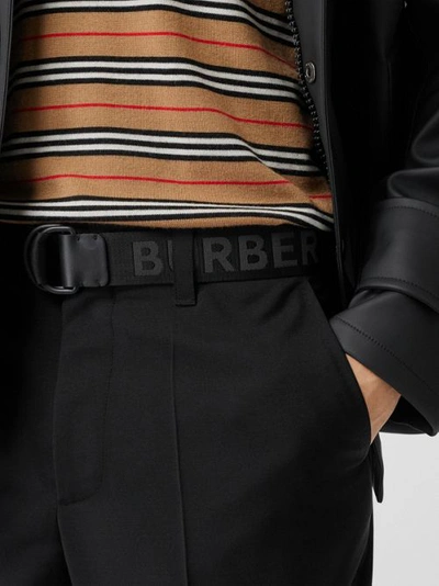 Shop Burberry Logo Detail Double D-ring Belt In Black