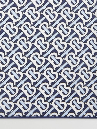 Shop Burberry Monogram Print Silk Satin Pocket Square In Cobalt Blue