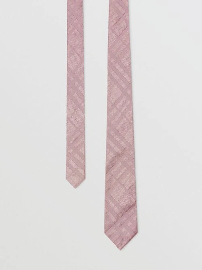 Shop Burberry Classic Cut Check Silk Jacquard Tie In Alabaster Pink