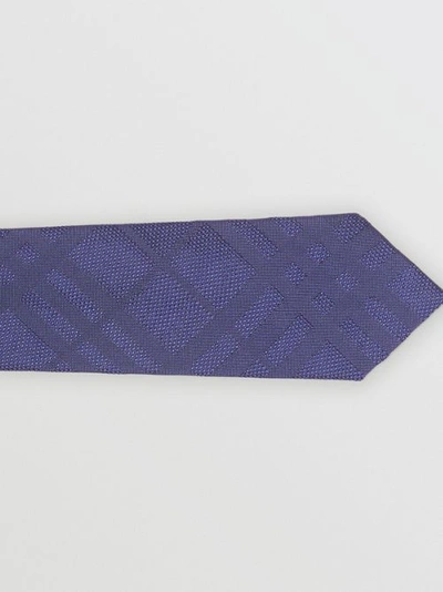 Shop Burberry Classic Cut Check Silk Jacquard Tie In Blue