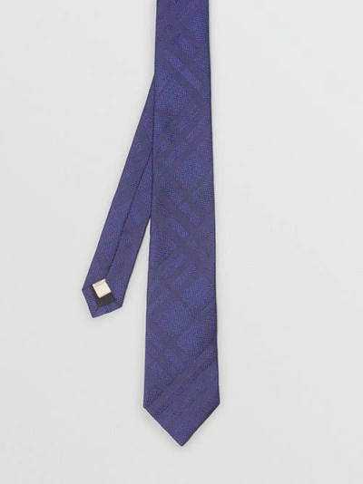 Shop Burberry Classic Cut Check Silk Jacquard Tie In Blue