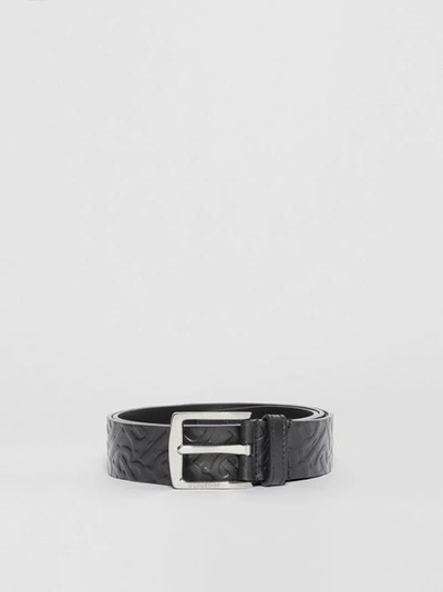 Shop Burberry Monogram Leather Belt In Black