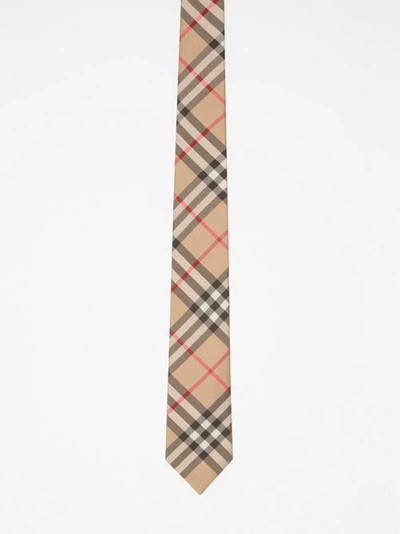 Shop Burberry Classic Cut Vintage Check Silk Tie In Archive Beige