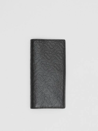 Shop Burberry Monogram Leather Cont In Black