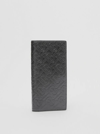 Shop Burberry Monogram Leather Cont In Black