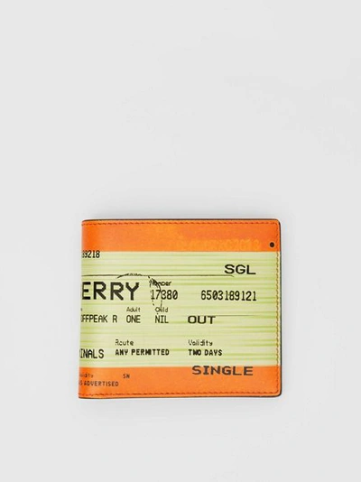 Burberry 'national Rail' Logo Slogan Print Leather Bifold Wallet In Orange  | ModeSens