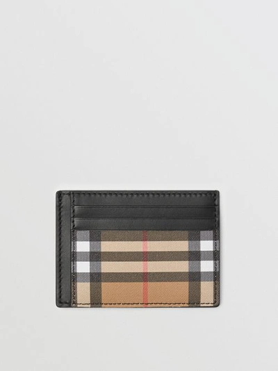 Shop Burberry Vintage Check And Leather Money Clip Card Case In Black