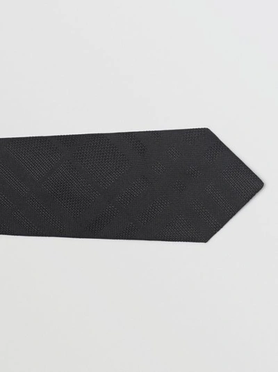 Shop Burberry Modern Cut Check Silk Tie In Black