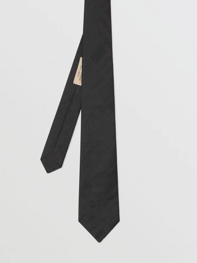 Shop Burberry Modern Cut Check Silk Tie In Black